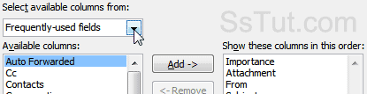 Add or remove email columns (fields) in Outlook 2010