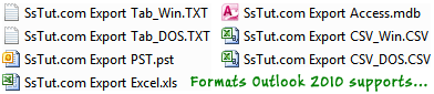 Address book export formats supported by Outlook 2010