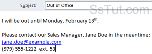 Basic out-of-office auto-reply example in Outlook 2010