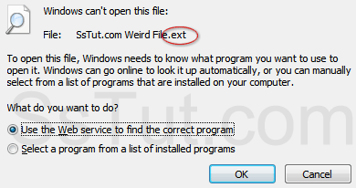 Choose the program to open an unknown file extension