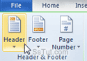 Click the "Header" or "Footer" buttons in the Ribbon