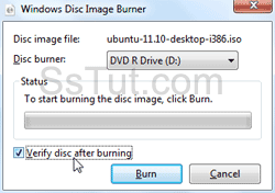 Disc image burner in Windows 7