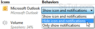 Hide Outlook icon from the taskbar in Windows 7
