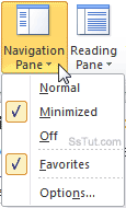 Navigation Pane button in the Ribbon