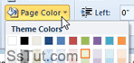 Select the page color dropdown to confirm selection