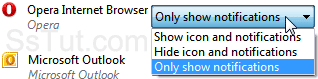 Show / hide taskbar icons and notifications