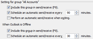 Customize send/receive options for "All Accounts"