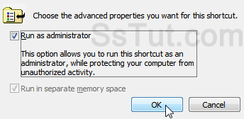 Customize shortcut to always launch app as admin
