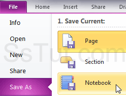 Export a page, section, or notebook from OneNote 2010