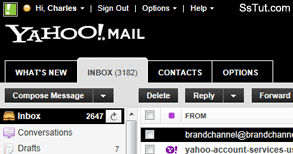 High contrast, solid color theme in Yahoo Mail