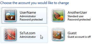 Select the Windows account you want to delete
