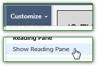 Show or hide the AOL Mail Reading Pane