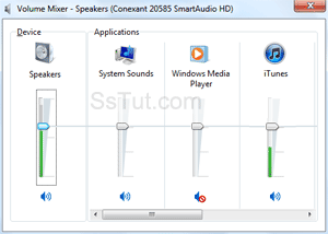 System sound volume mixer in Windows 7