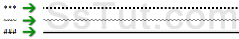 Thick dotted, squiggly / wavy, and triple border line styles